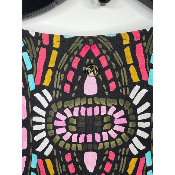 Marie Oliver Colorful Print V Neck Short Sleeve Shift Dress Size S Silk - Picture 6 of 12